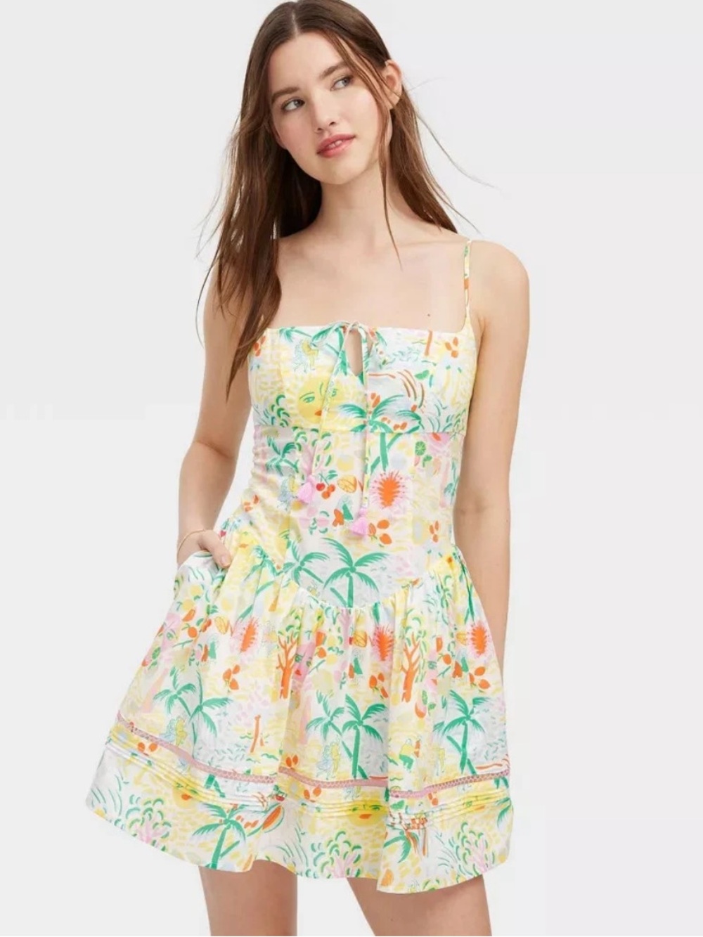 Roller Rabbit x Target Multicolored Cotton  Tropical DropWaist Mini Dress NWT XS